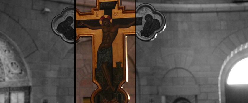 Ikonenkreuz in der Dormitio.