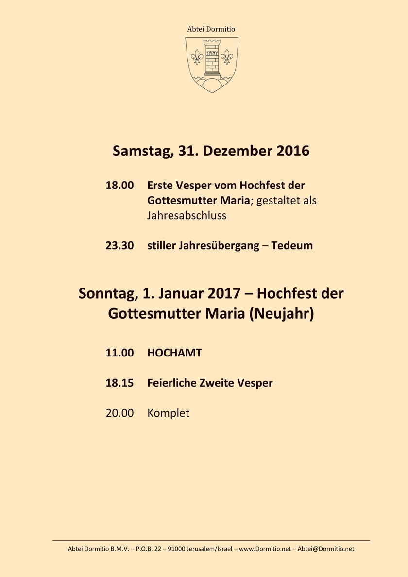 Weihnachten 2016 auf dem Zion