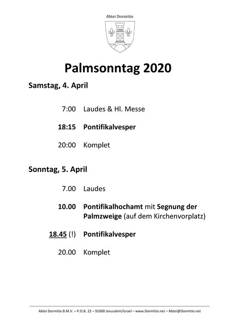 Heilige Woche 2020 auf dem Zion (1/3)