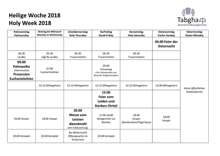 Die Heilige Woche in Tabgha 2018
