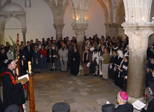 Predigt von Abt Benedikt im Abendmahlssaal (2003).