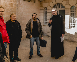 Bruder Natanael mit Volos bei 'Sounds of Palestine'.