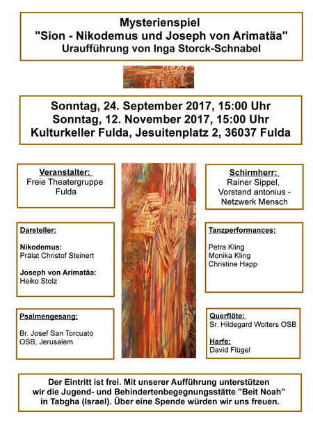 Veranstaltungsplakat zum Mysterienspiel