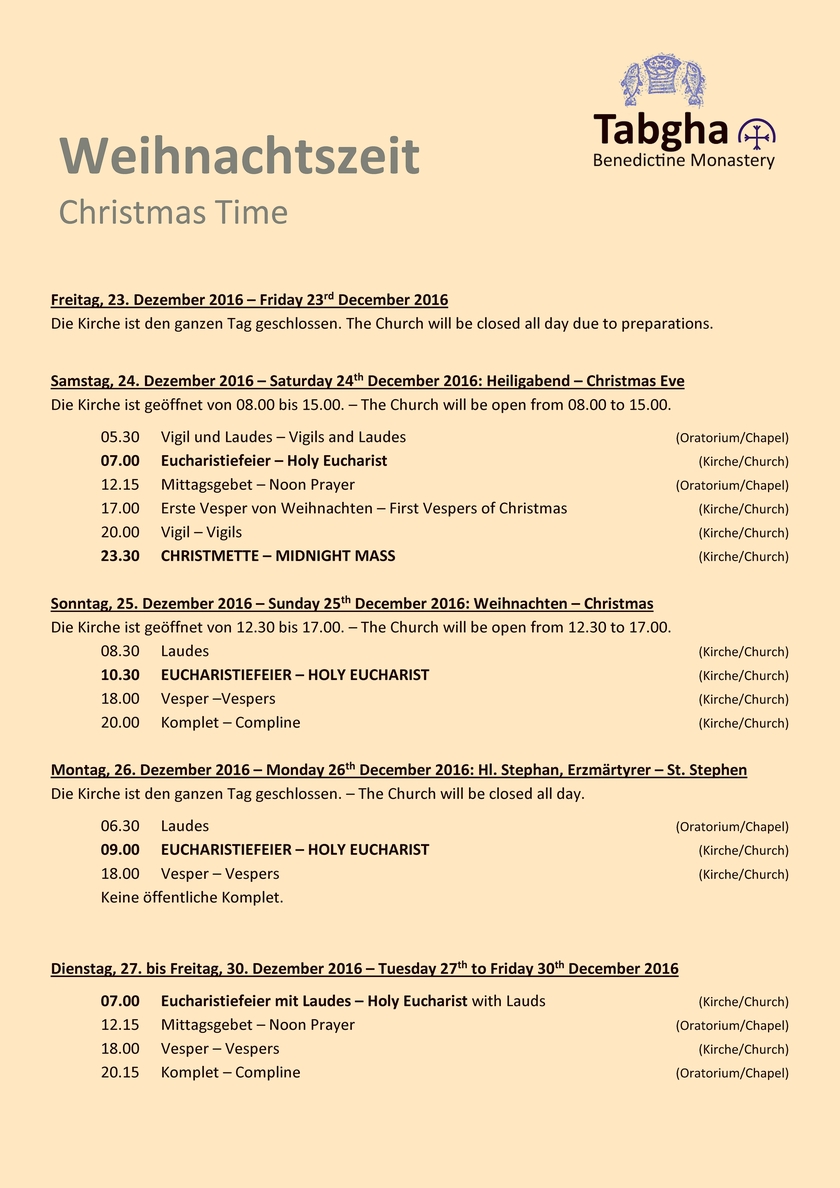 Weihnachten 2016 in Tabgha