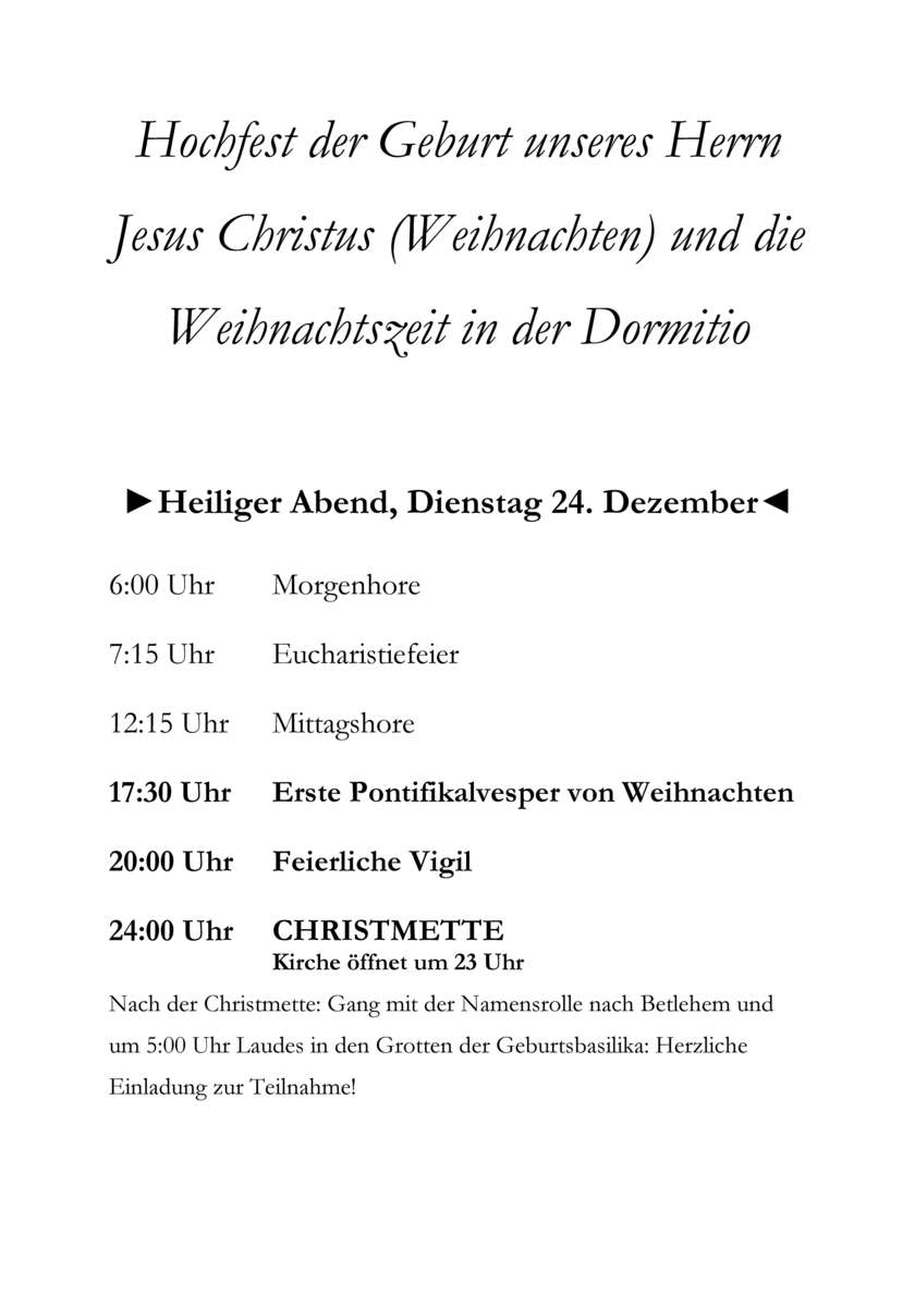 Gottesdienstzeiten Weihnachten 2013.