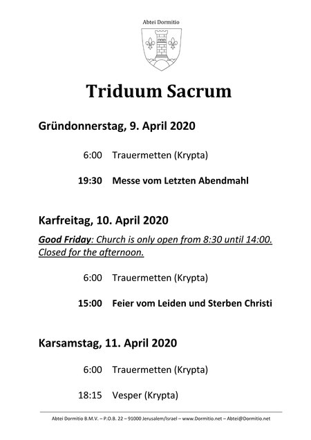 Heilige Woche 2020 auf dem Zion (2/3)